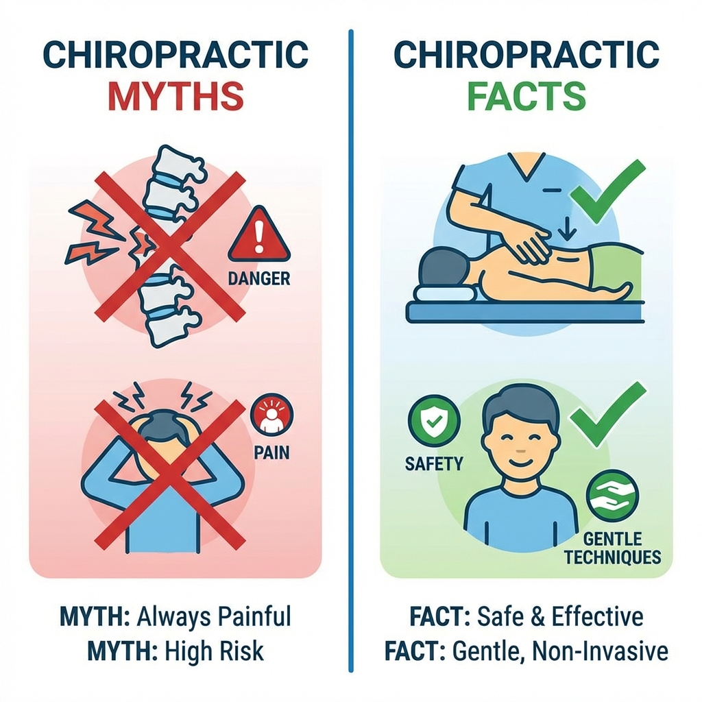 Infografika porovnávajúca mýty a fakty o chiropraxii
